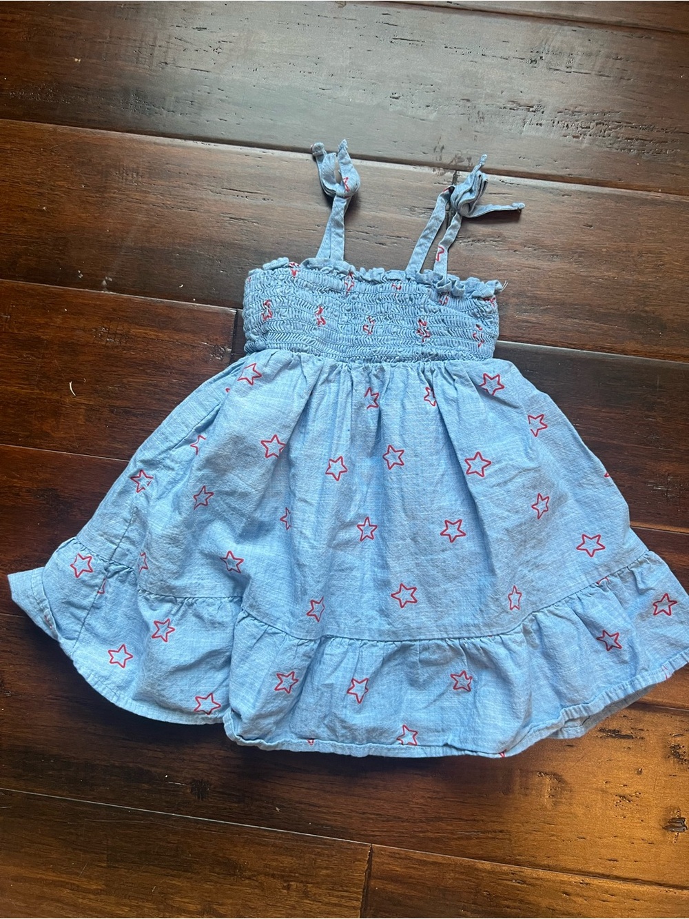 Cat & Jack Light Blue Star-Print Sundress with Red Accents